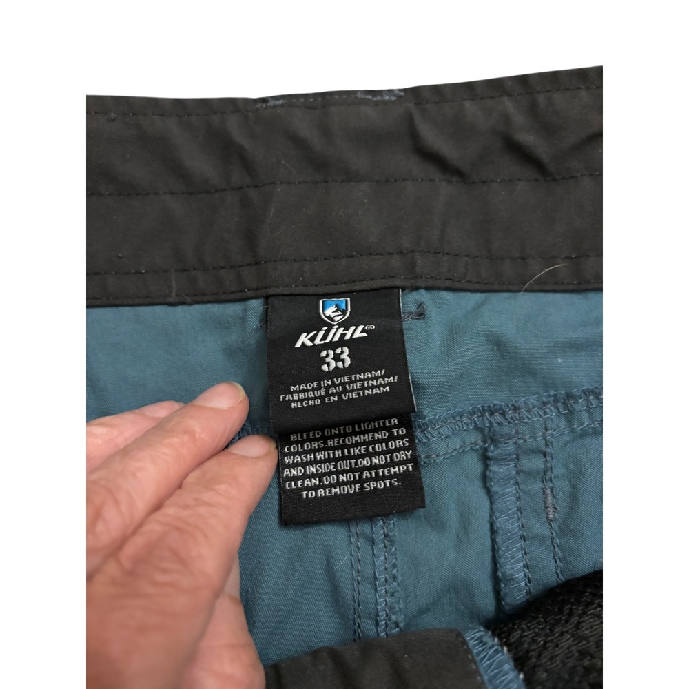 KÜHL Renegade Cargo Hiking Shorts Mens 33 Blue Outdoor Trail Utility Patina Dye - Picture 8 of 12